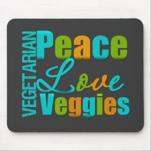 Vegetarian Peace Love Veggies Mouse Mat