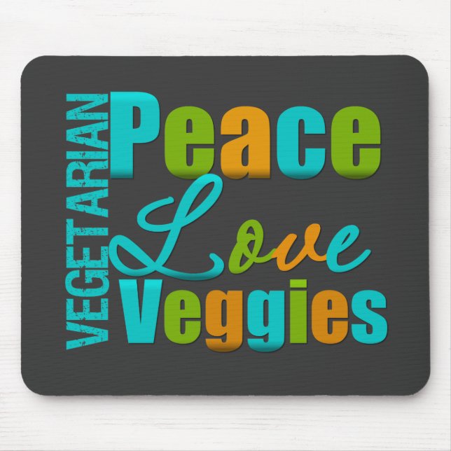 Vegetarian Peace Love Veggies Mouse Mat (Front)