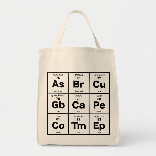 Vegetarian Periodic Table Tote Bag (Front)