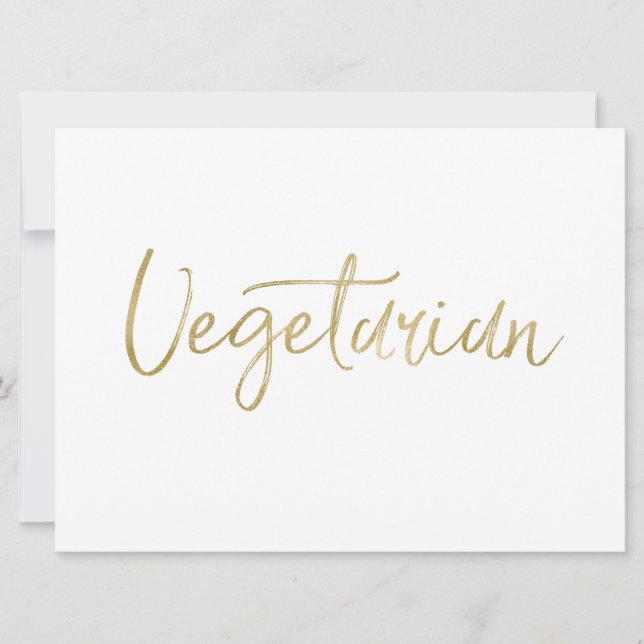"Vegetarian" Sign | Stylish Gold Hand Lettered Invitation (Front)