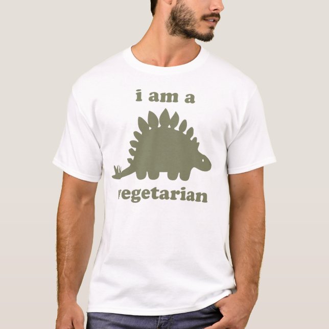 Vegetarian Stegosaurus Dinosaur - Green T-Shirt (Front)
