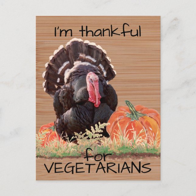 Vegetarian Vegan Thanksgiving Turkey Thanks Photo Postcard (Front)