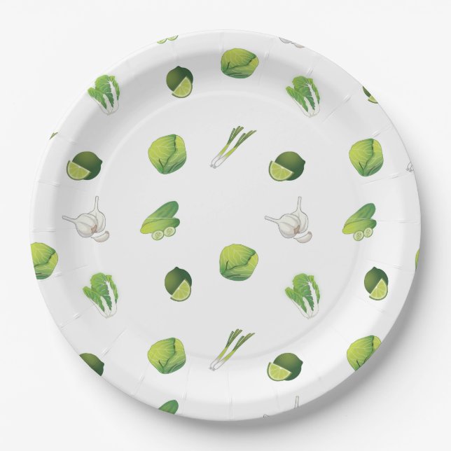 Vegetarian vegan vegetables paper plate (Front)