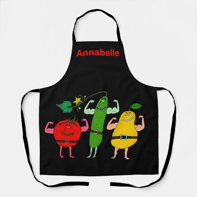 Vegetarian Veggies Rock Personalise Apron (Front)