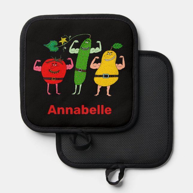 Vegetarian Veggies Rock Personalise Pot Holder (Front/Back)