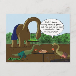 Vegetarian vs. Carnivore Funny Dinosaur Postcard