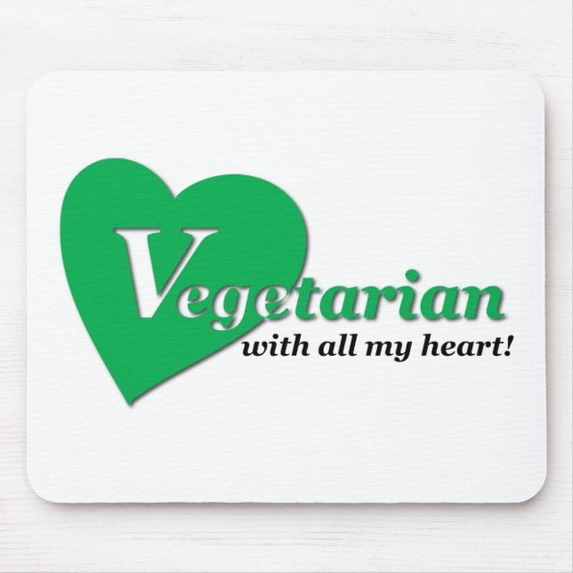 Vegetarian with all my heart mouse mat (Front)