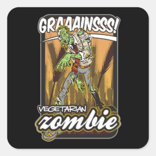 Vegetarian Zombie Square Sticker