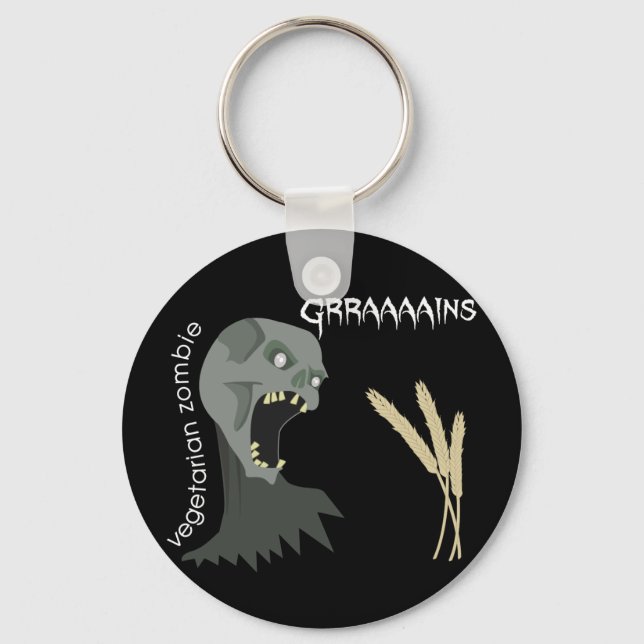 Vegetarian Zombie wants Graaaains! Key Ring (Front)