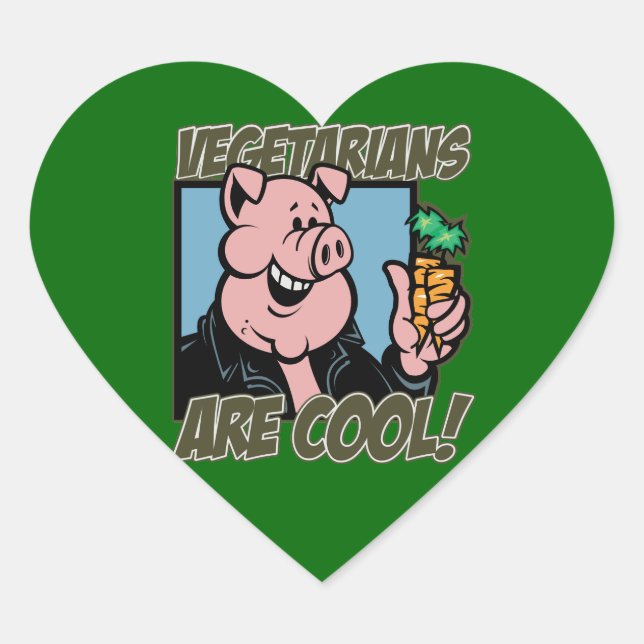 Vegetarians are Cool Heart Sticker (Front)