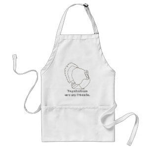 Vegetarians are my friends, colour in turkey apron