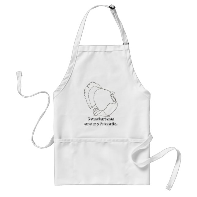 Vegetarians are my friends, colour in turkey apron (Front)