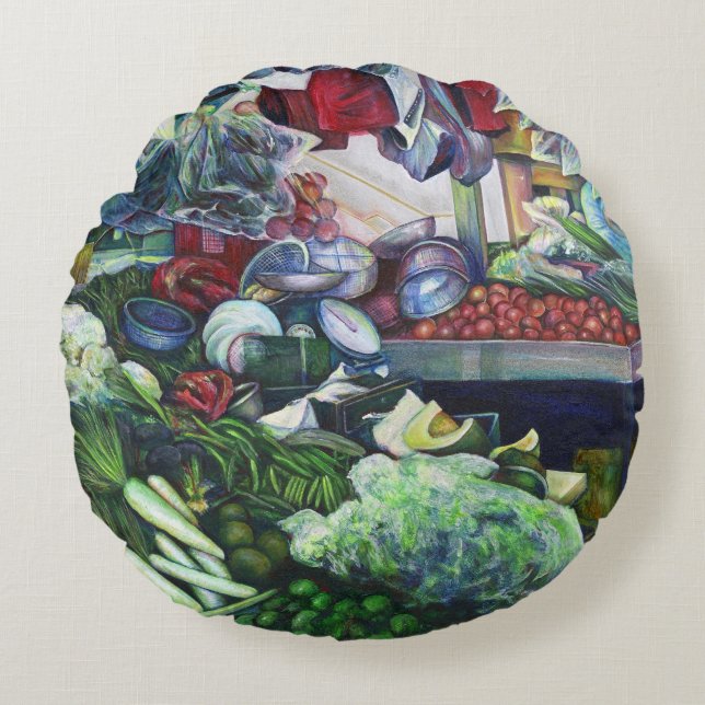 Vegetatian Club Meets Here Round Cushion (Front)