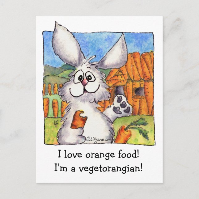 Vegetorangian funny rabbit vegan postcard (Front)