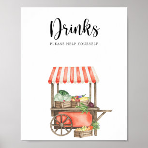 veggie baby shower - Drinks help yourself Poster