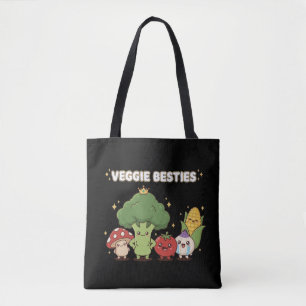 Veggie Besties Cute Kawaii Cartoon Vegetable Tote Bag