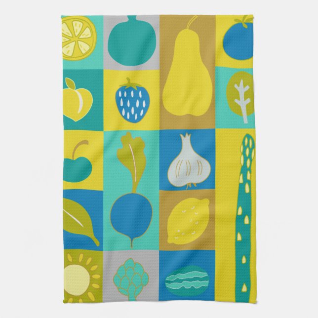 Veggie Blocks I Tea Towel (Vertical)