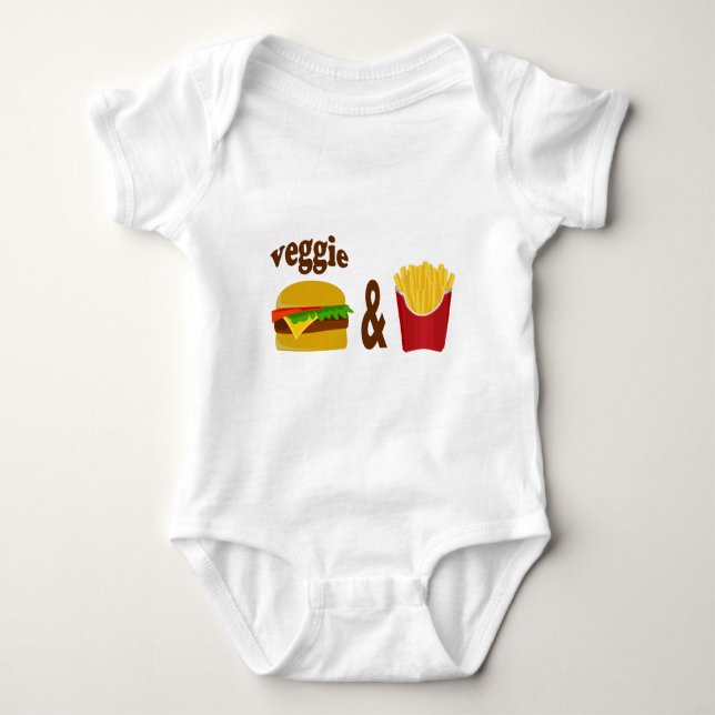 Veggie Burger and Fries Baby Bodysuit (Front)