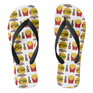 Veggie Burger and Fries Flip Flops