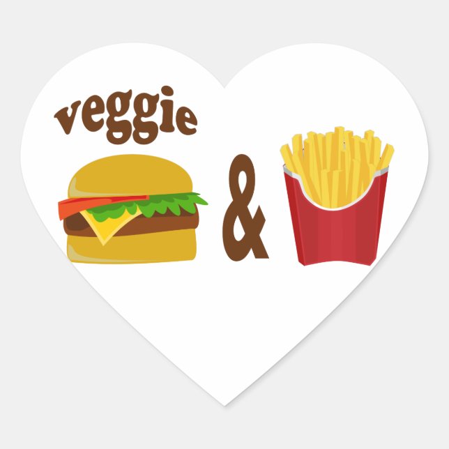 Veggie Burger and Fries Heart Sticker (Front)