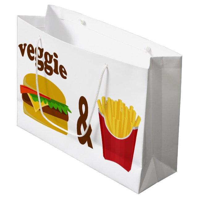 Veggie Burger and Fries Large Gift Bag (Front Angled)