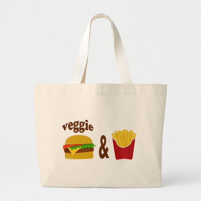 Veggie Burger and Fries Large Tote Bag (Front)