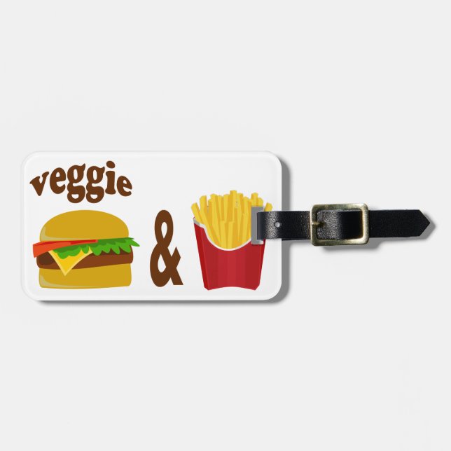 Veggie Burger and Fries Luggage Tag (Front Horizontal)