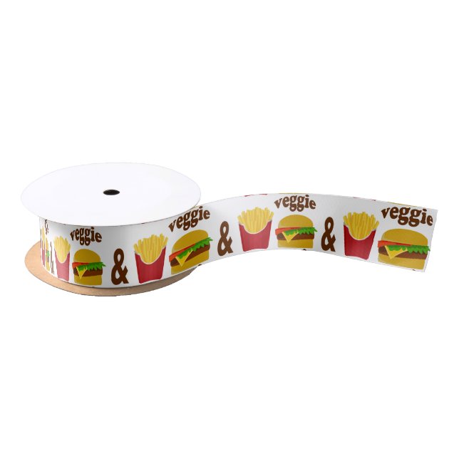 Veggie Burger and Fries Satin Ribbon (Spool)