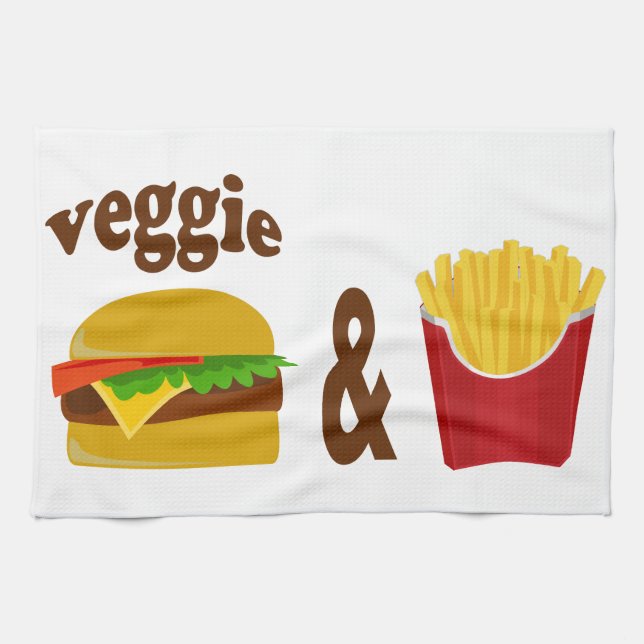 Veggie Burger and Fries Tea Towel (Horizontal)