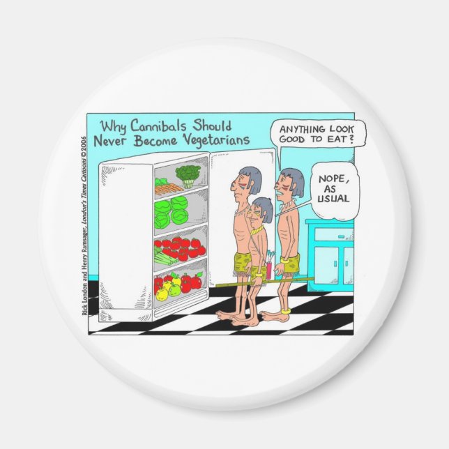 Veggie Cannibals Funny Offbeat Cartoon Gifts Magnet (Front)
