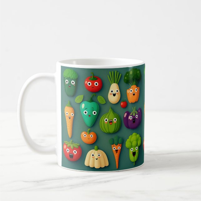Veggie Characters Veg Photos Vegetables Onion Clip Coffee Mug (Left)