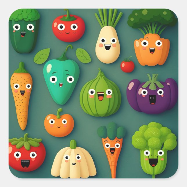 Veggie Characters Veg Photos Vegetables Onion Clip Square Sticker (Front)