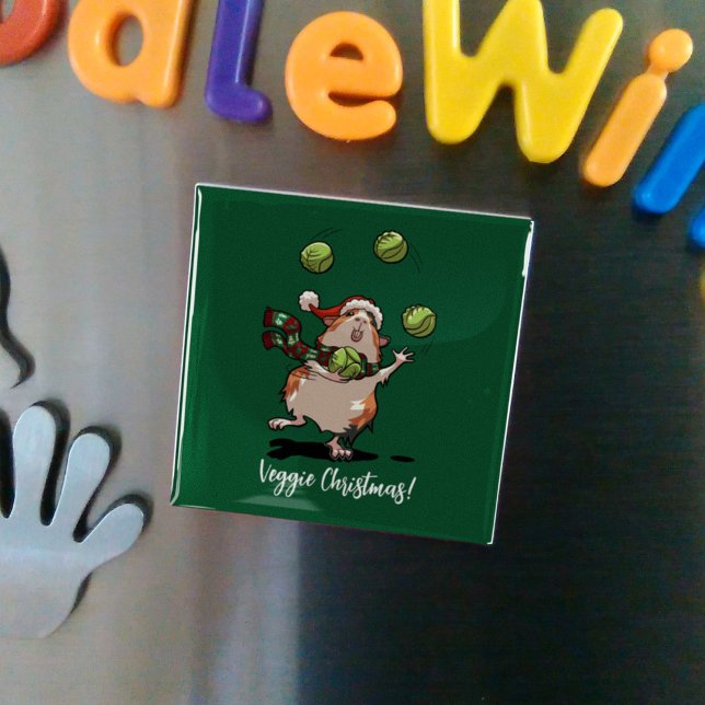 Veggie Christmas! Guinea Pig Juggling Sprouts Magnet (Creator Uploaded)
