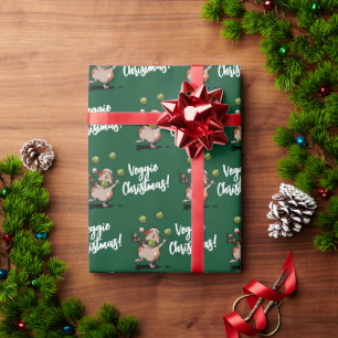 Veggie Christmas! Guinea Pig Juggling Sprouts Wrapping Paper