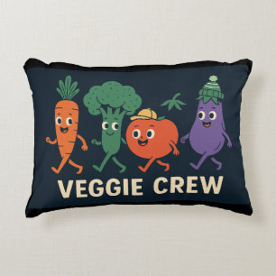 Veggie Crew – Funny Walking Vegetables Illustratio Decorative Cushion