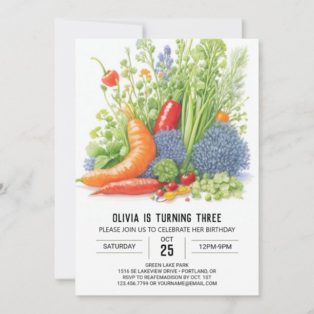 Veggie Delight Birthday Invitation (Front)