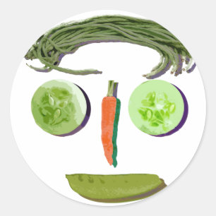 Veggie Face Classic Round Sticker