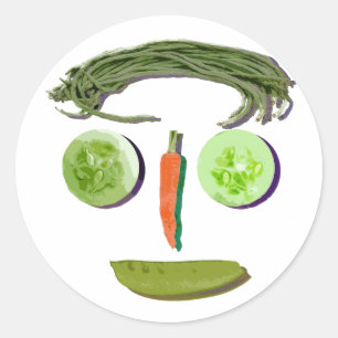 Veggie Face Classic Round Sticker