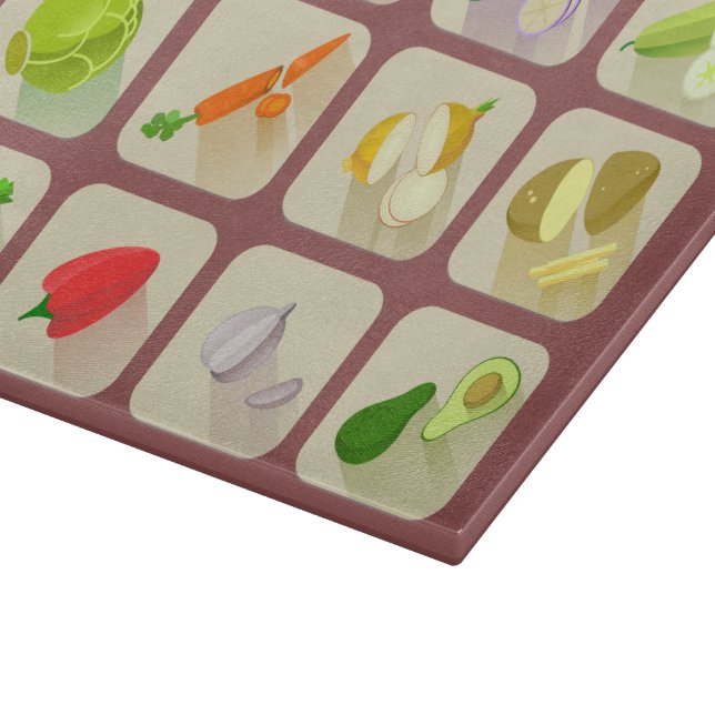 Veggie Garden Glass Cutting Board (Corner)