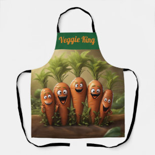 "Veggie King/Queen" Fun Cartoon Carrots Chef Apron