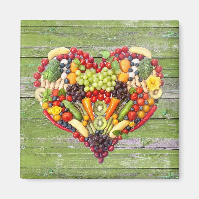 Veggie Love Vegan Heart Magnet (Front)