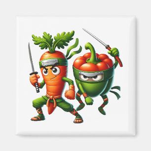 Veggie Ninjas – Warrior Carrot & Pepper Magnet