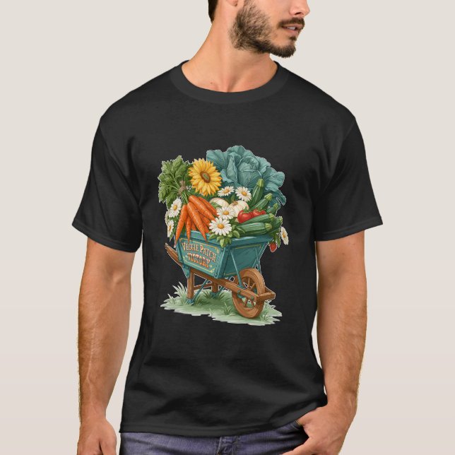 Veggie Patch Victory Garden Wheelbarrow T-Shirt (Front)