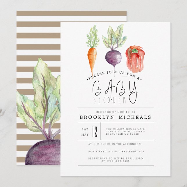 Veggie Patch | Watercolor Baby Shower Invitation (Front/Back)