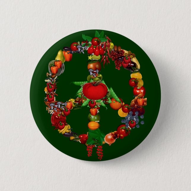 Veggie Peace Sign 6 Cm Round Badge (Front)