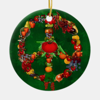 Veggie Peace Sign Ceramic Tree Decoration