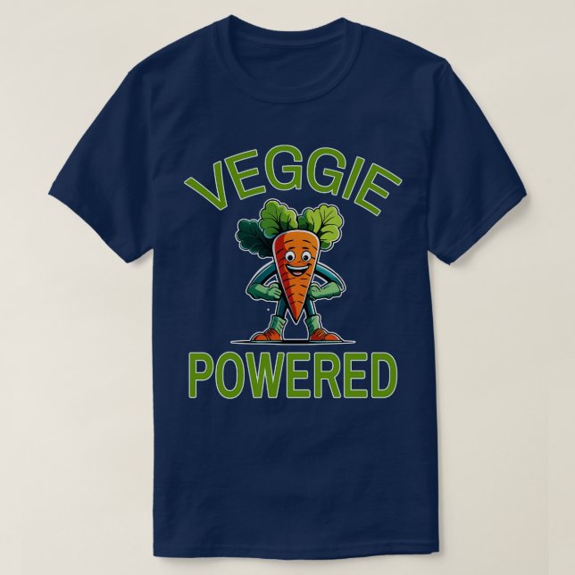 VEGGIE POWERED Cute Vegan or Vegetarian Health Foo T-Shirt (Design Front)