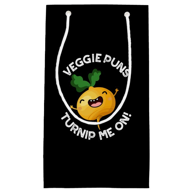 Veggie Puns Turnip Me On Funny Pun Dark BG Small Gift Bag (Front)