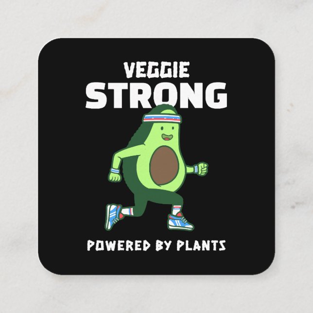 Veggie Strong, Powered by plants Square Business Card (Back)