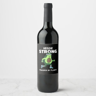 Veggie Strong, Powered by plants Wine Label